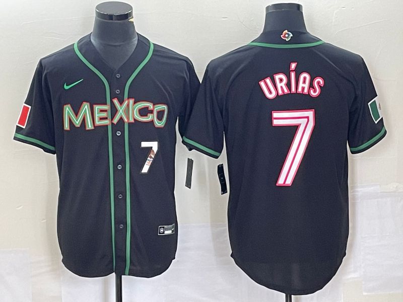 Men 2023 World Cub Mexico #7 Urias Black white Nike MLB Jersey32->more jerseys->MLB Jersey